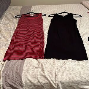 Motherhood Maternity Ribbed Midi Dress Bundle Navy and Red Stripes & Black XS